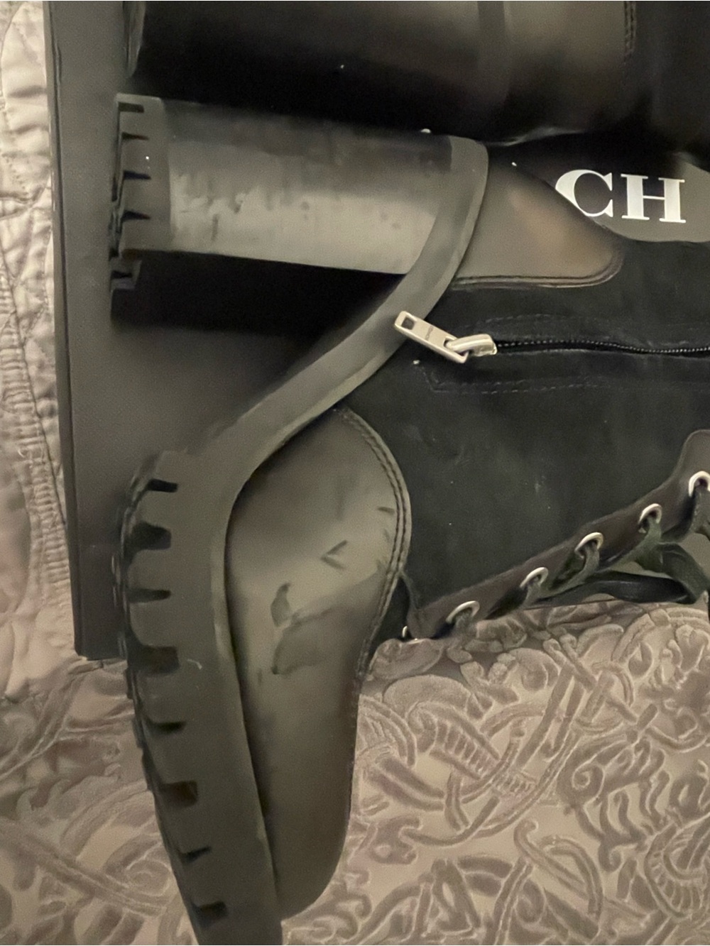 Coach Black Lace-Up Women's Ankle Boots - Picture 6 of 6